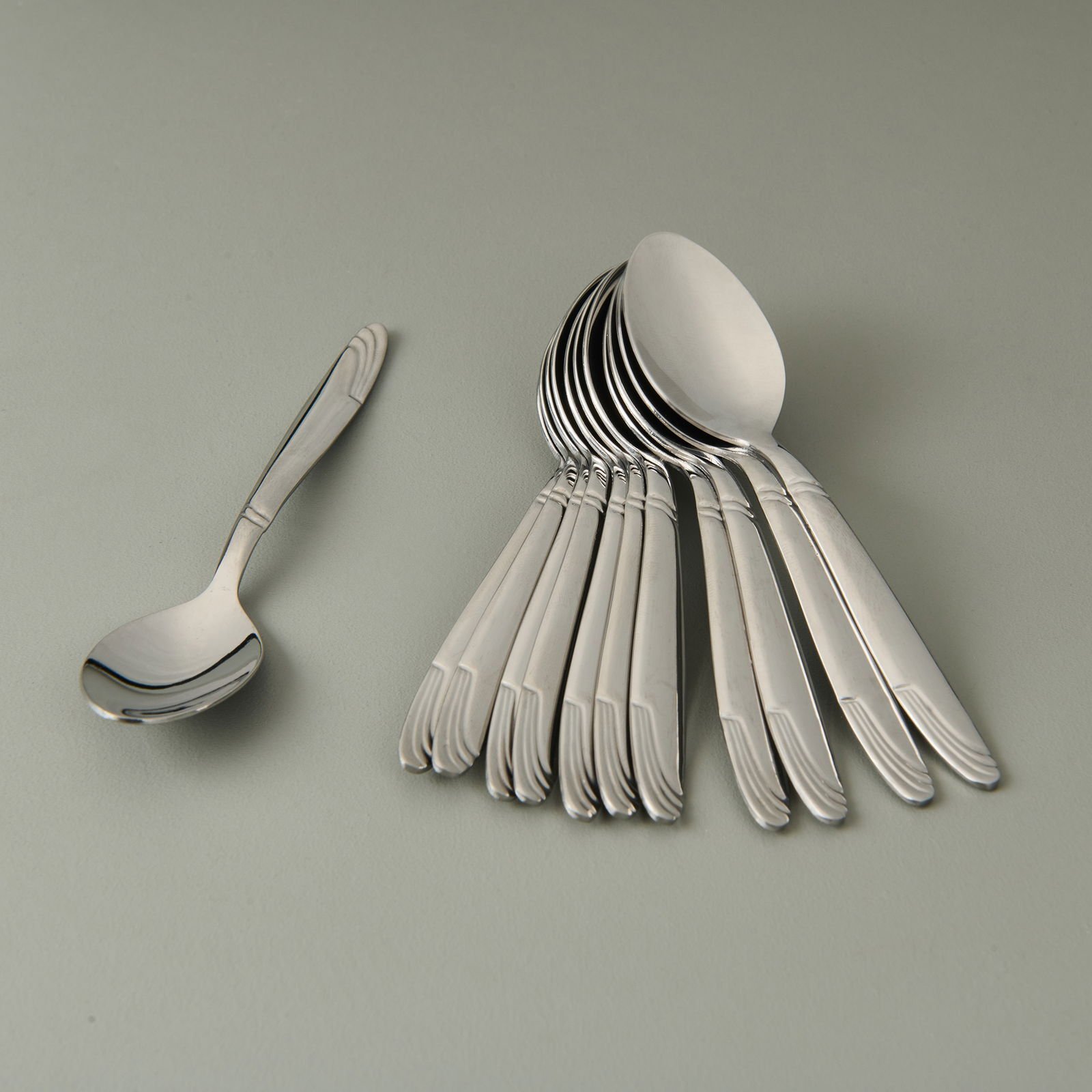 Imran Lizbon Model 12'li Çay Kaşığı - Gümüş - 11 cm