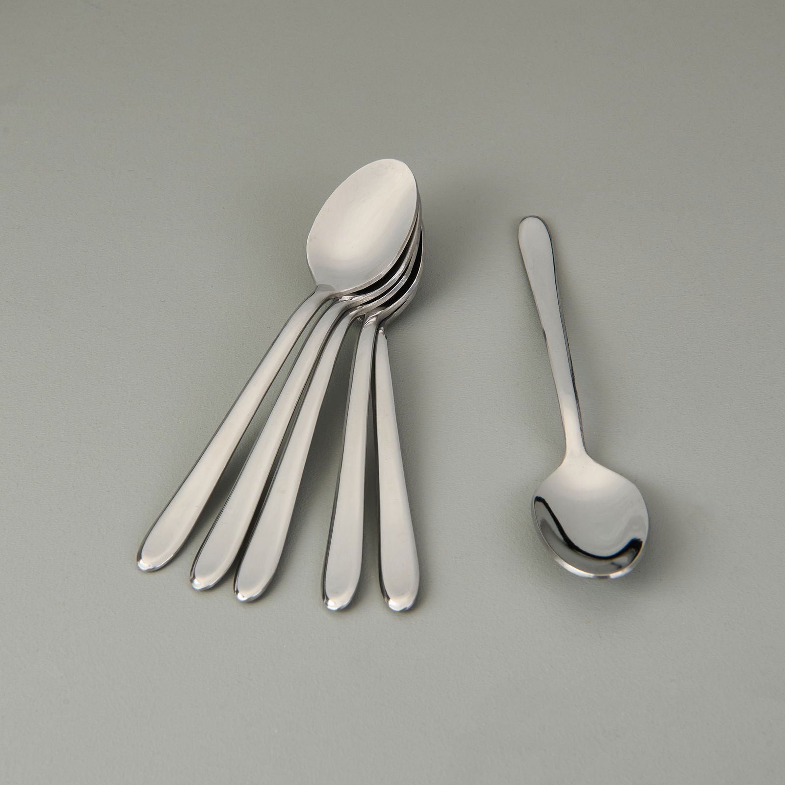 Sultan Sade 6'lı Çay Kaşığı - Gri - 11,5 cm