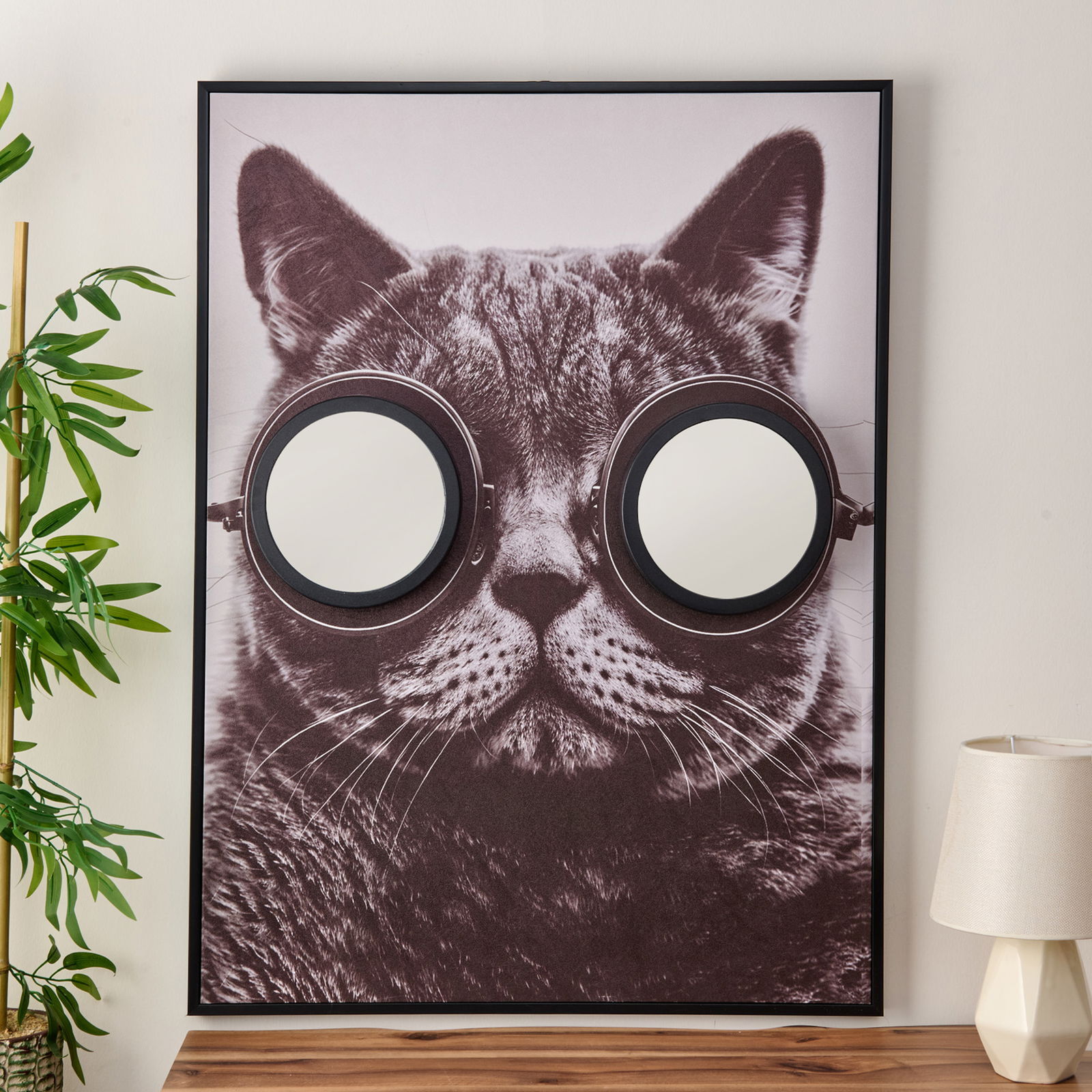 Deco Cat Aynalı Kanvas Tablo - Renkli - 75x100 cm