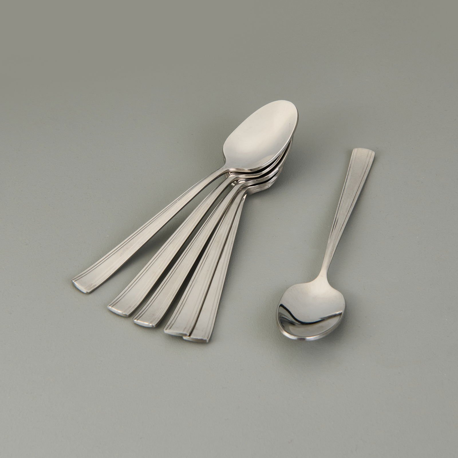 Katre Sade 6'lı Çay Kaşığı - Gri - 11 cm