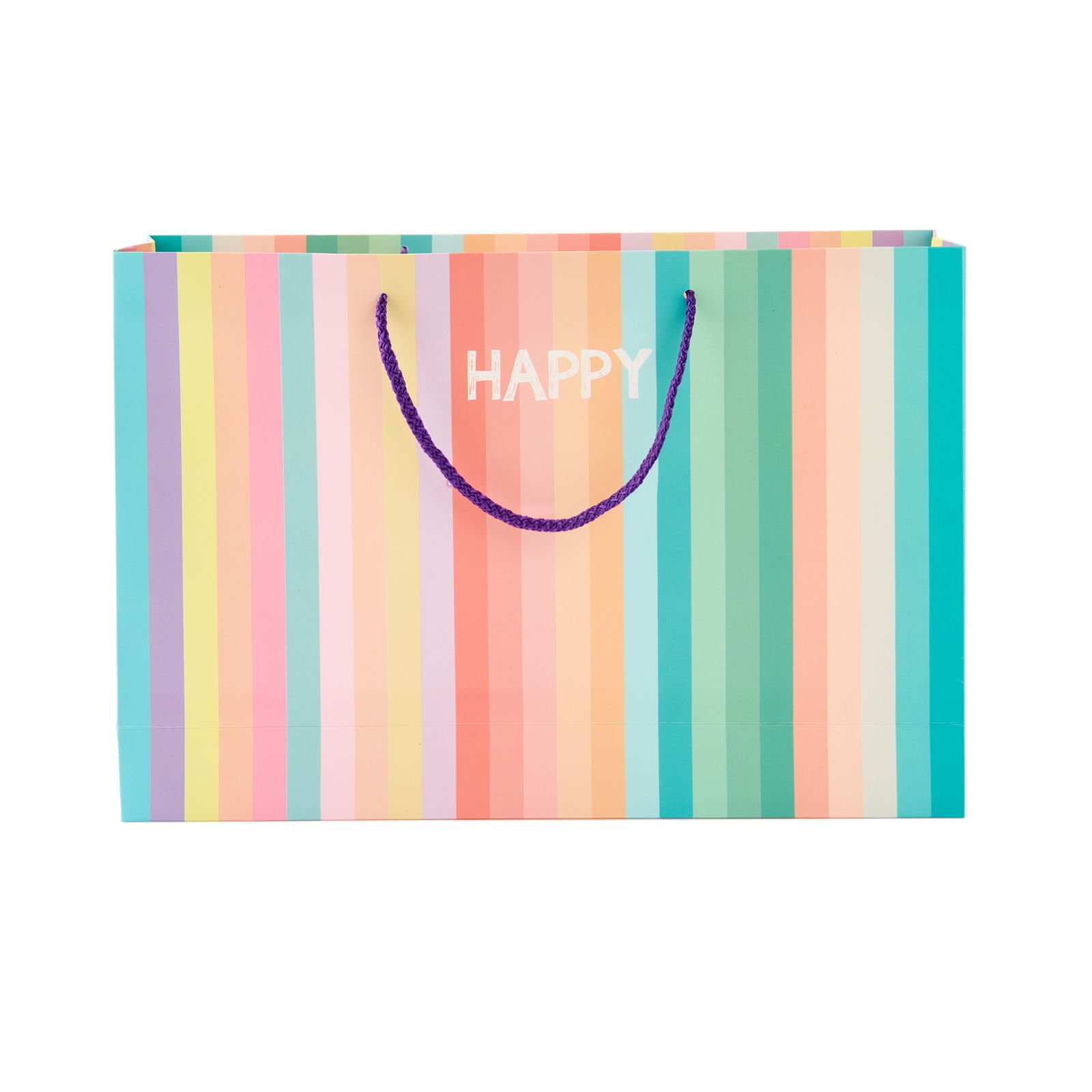 Happy Yatay Karton Çanta - Renkli - 25x38 cm