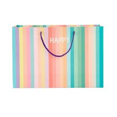 Happy Yatay Karton Çanta - Renkli - 25x38 cm