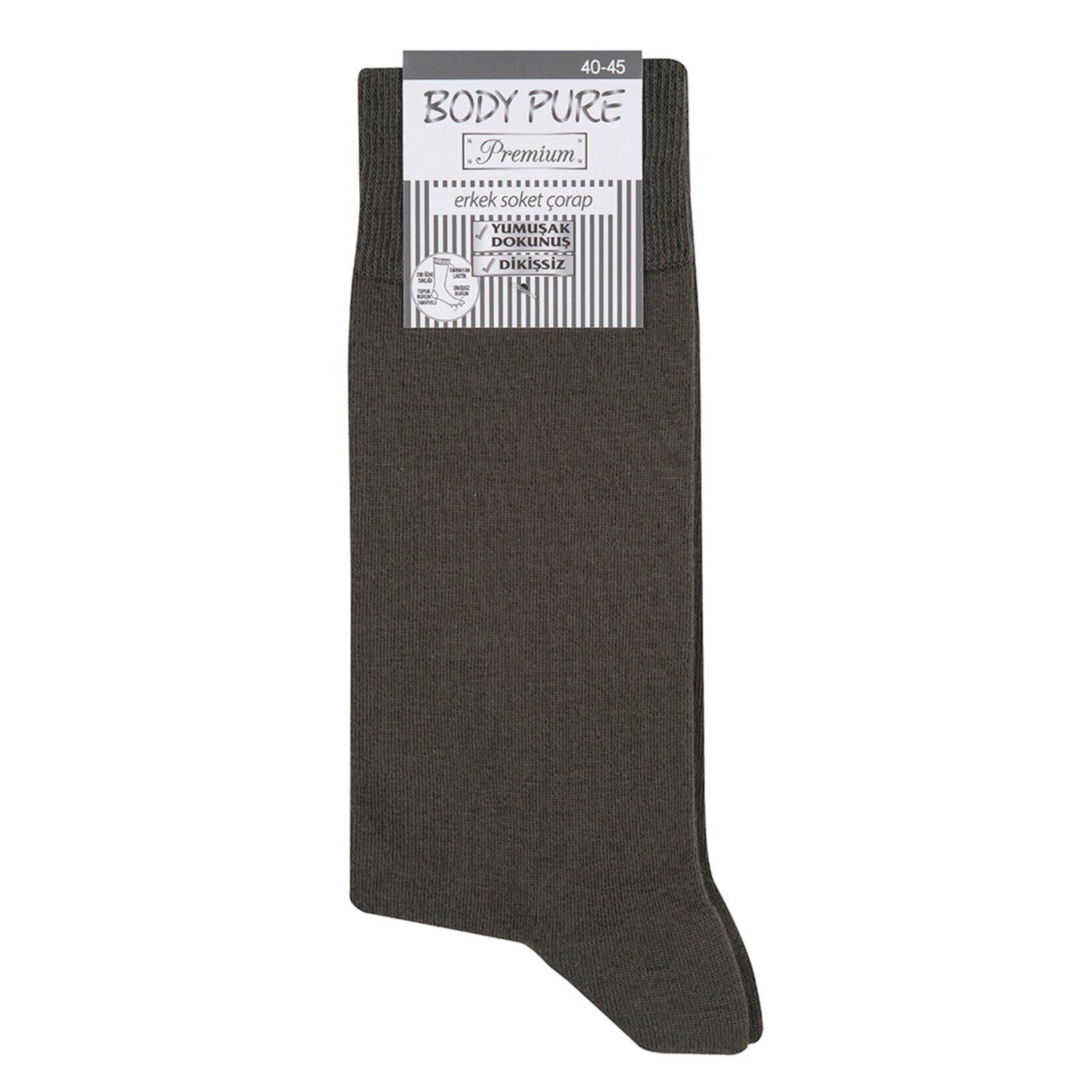 Body Pure Premium Erkek Soket Çorabı Haki 40/45