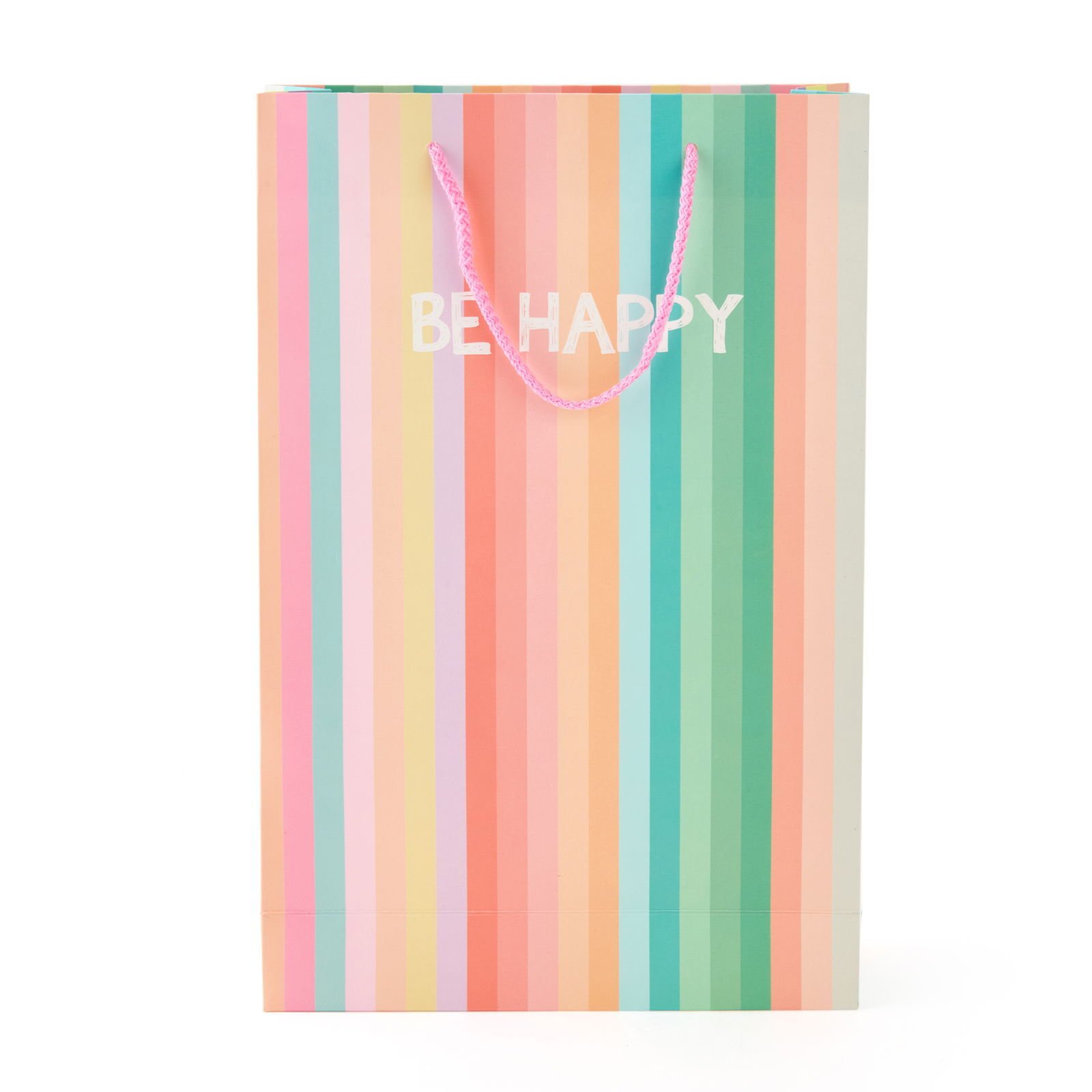 Be Happy Dikey Karton Çanta - Renkli - 38x25 cm