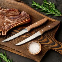 2'li Steak Bıçağı - Kahverengi - 19 cm