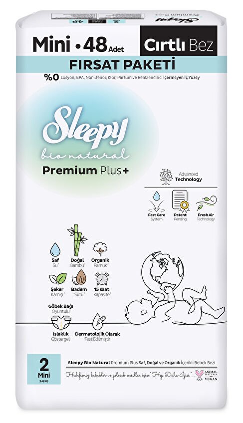 Sleepy Bio Natural Fırsat Paketi Mini (2) 48'li