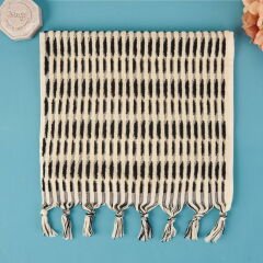 Soft Greta El Havlusu - Ekru / Siyah - 30x50 cm