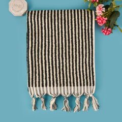 Soft Helga Yüz Havlusu - Ekru / Siyah - 50x90 cm