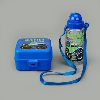 Leya Erkek Çocuk Matara ve Beslenme Kutusu Seti - Mavi - 1 lt + 500 ml