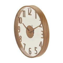 Modern Ahşap Duvar Saati - Kahverengi / Şeffaf - 38 cm