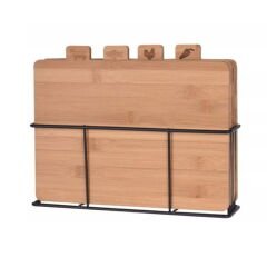 Houseware 4'lü Bambu Kesme Tahtası Seti - Kahverengi - 28x20x7 cm