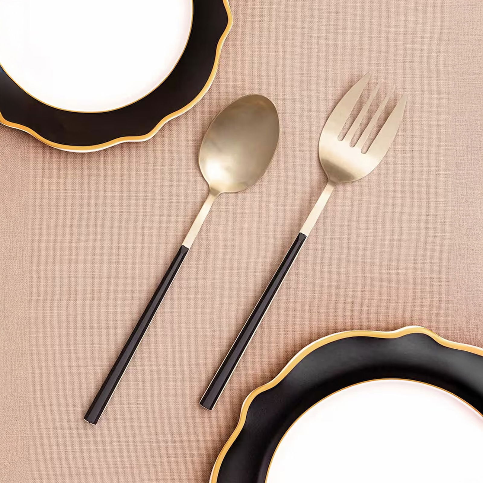 Mia Bianco 2 Parça Salata Servis Takımı - Siyah / Gold