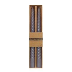 2'li Burgu Şamdan Mumu - Gri - 25 cm