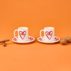 Kitchen Love 4 Parça Kahve Fincan Takımı - Pembe / Beyaz