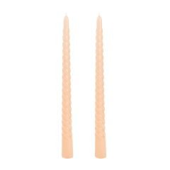 2'li Burgu Şamdan Mumu - Açık Kahverengi - 25 cm