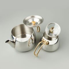 Aquamarine Special Çelik Çaydanlık - Gri / Altın - 2,1 lt + 1 lt