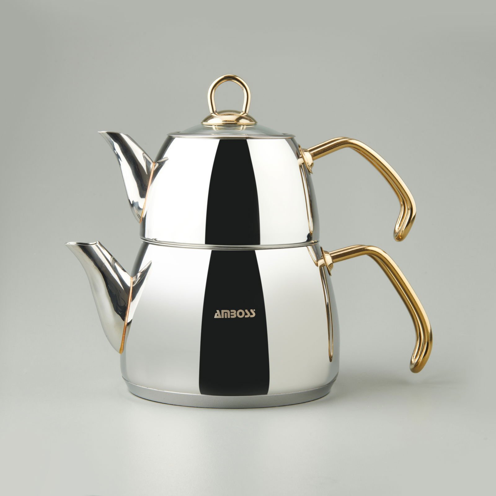 Aquamarine Special Çelik Çaydanlık - Gri / Altın - 2,1 lt + 1 lt