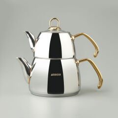 Aquamarine Special Çelik Çaydanlık - Gri / Altın - 2,1 lt + 1 lt