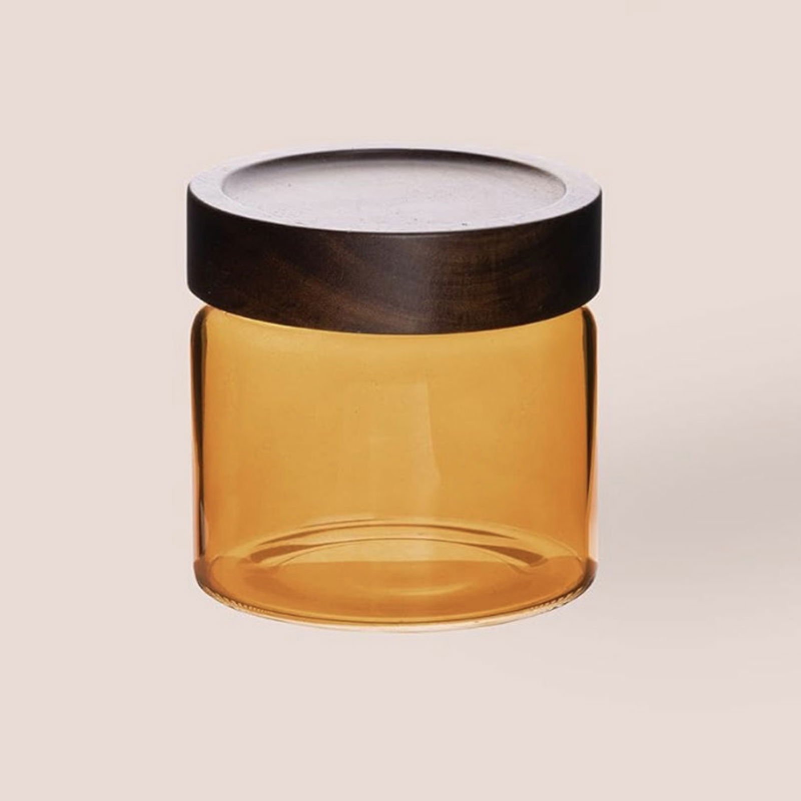 Mia Akasya Yuvarlak Cam Kavanoz - Amber - 500 ml