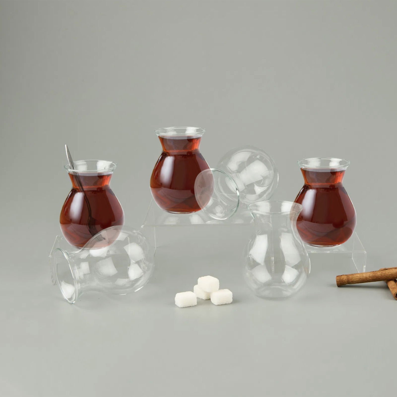 Borosilikat Cam Düz 6'lı Çay Bardağı - Şeffaf