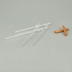 Kalın Figürlü 4'lü Cam Pipet - Şeffaf