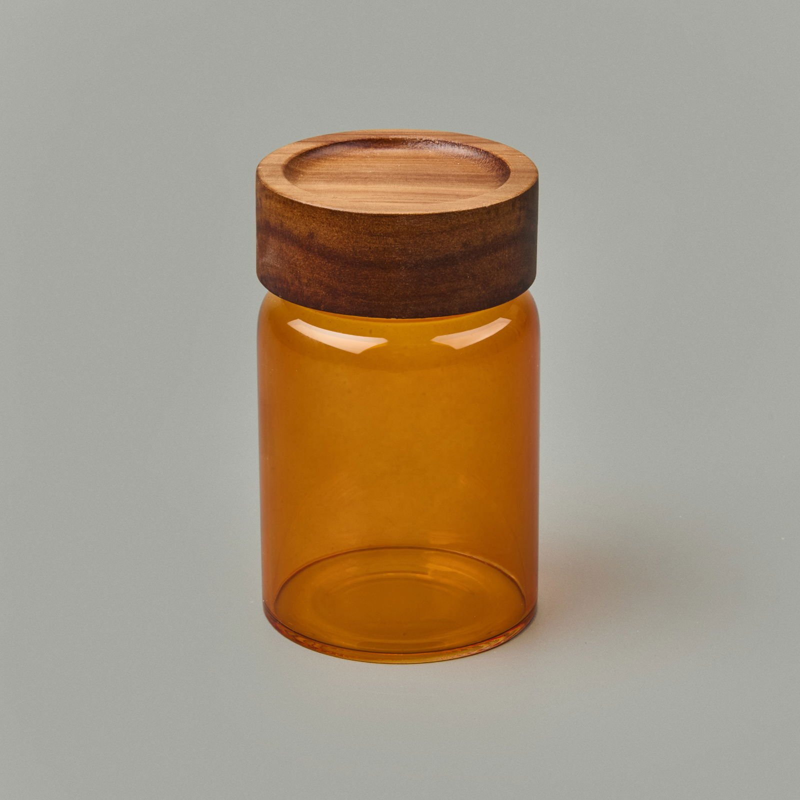 Mia Akasya Yuvarlak Cam Kavanoz - Amber - 250 ml