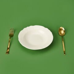 Porselen Tiffany Yemek Tabağı - Krem - 21 cm