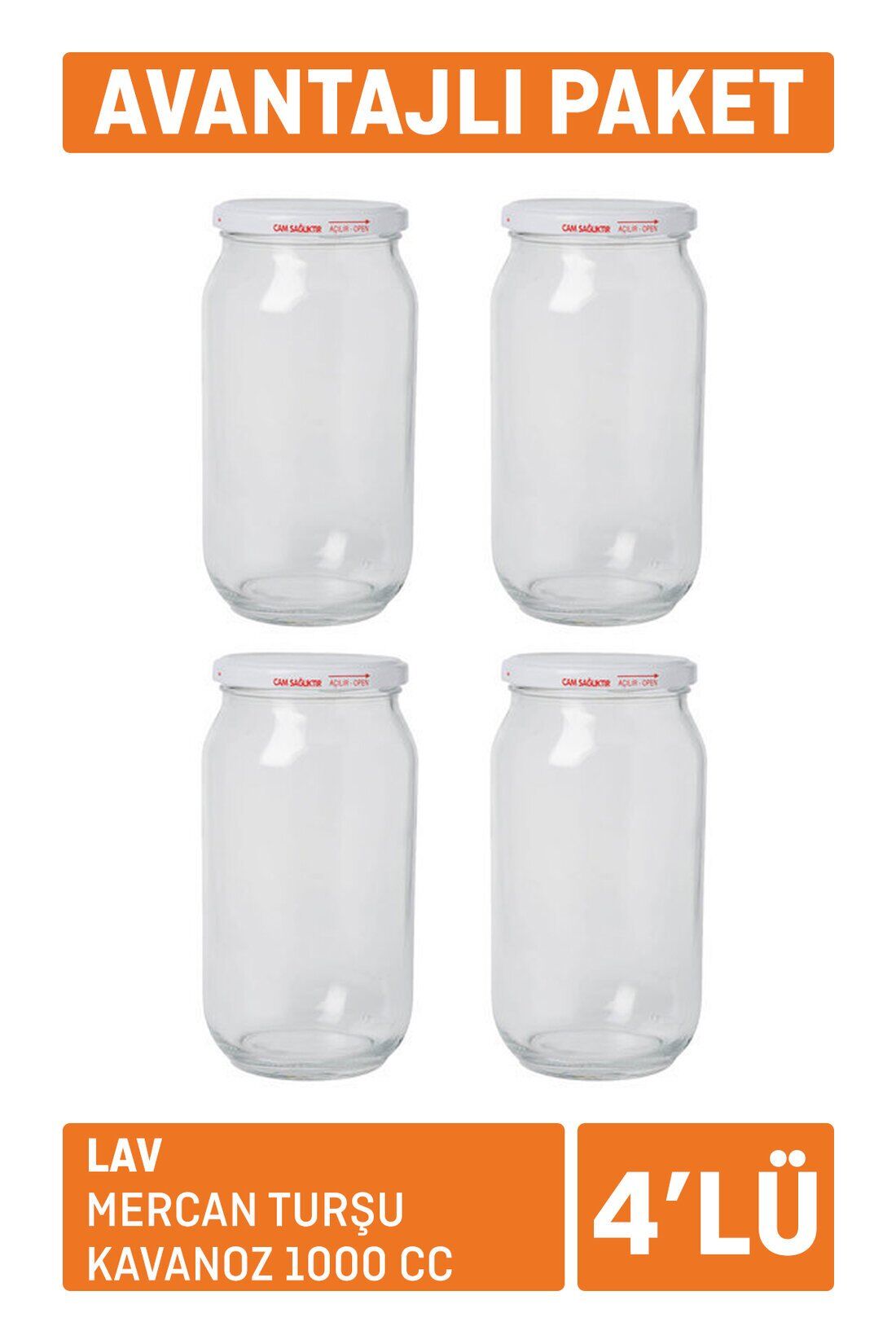 Lav Mercan Turşu Kavanoz 4'lü 1000 Cc