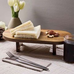 Morry Akasya Sunumluk - Kahverengi - 39x17 cm