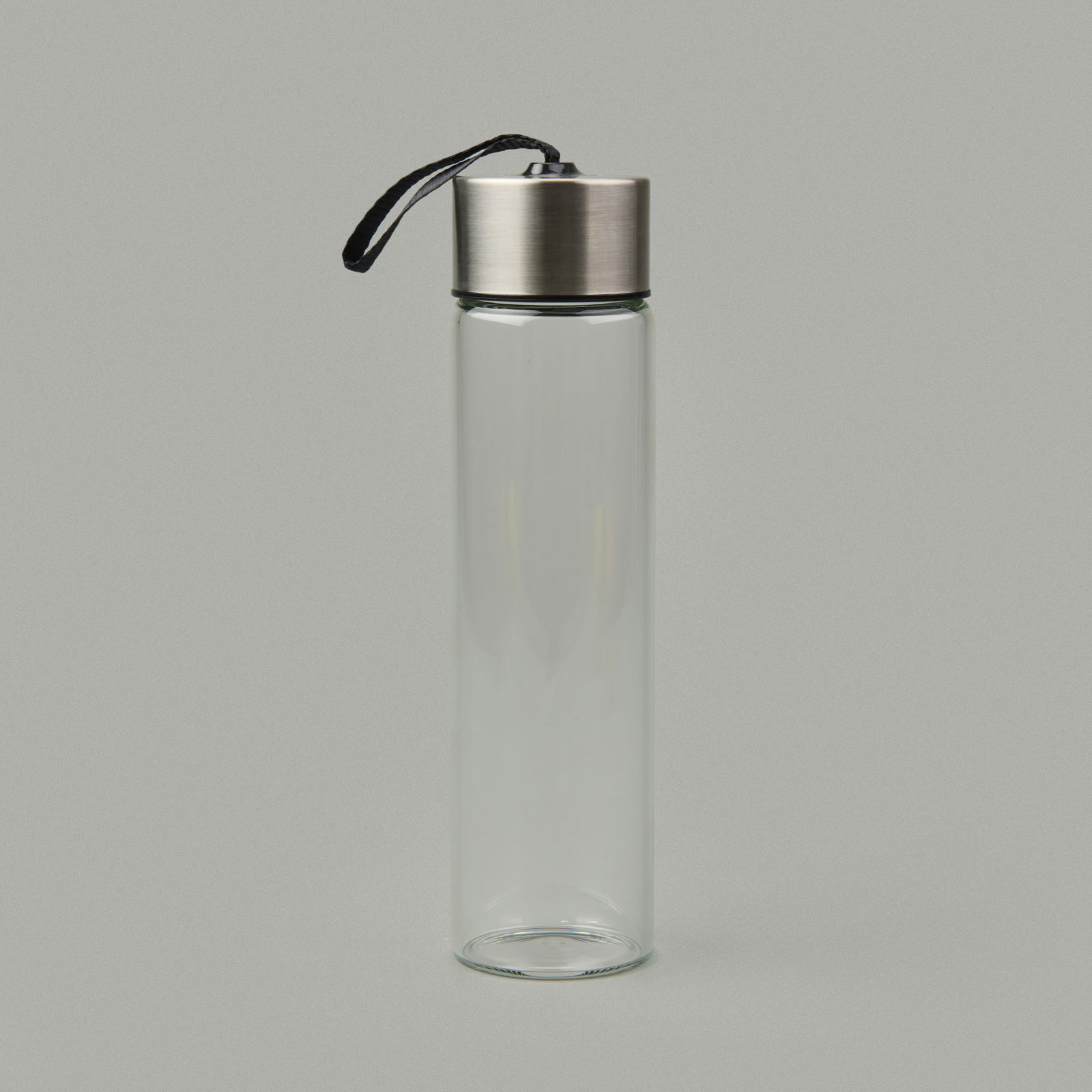 H2O Metal Kapaklı Cam Matara - Şeffaf / Gri - 450 ml