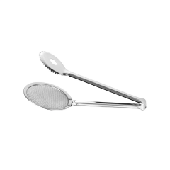 Nehir Sade Süzgeçli Kızartma Maşası - Gri - 30 cm