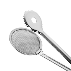 Nehir Sade Süzgeçli Kızartma Maşası - Gri - 30 cm