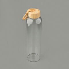 H2O Bambu Kapaklı Cam Matara - Şeffaf / Açık Kahverengi - 750 ml