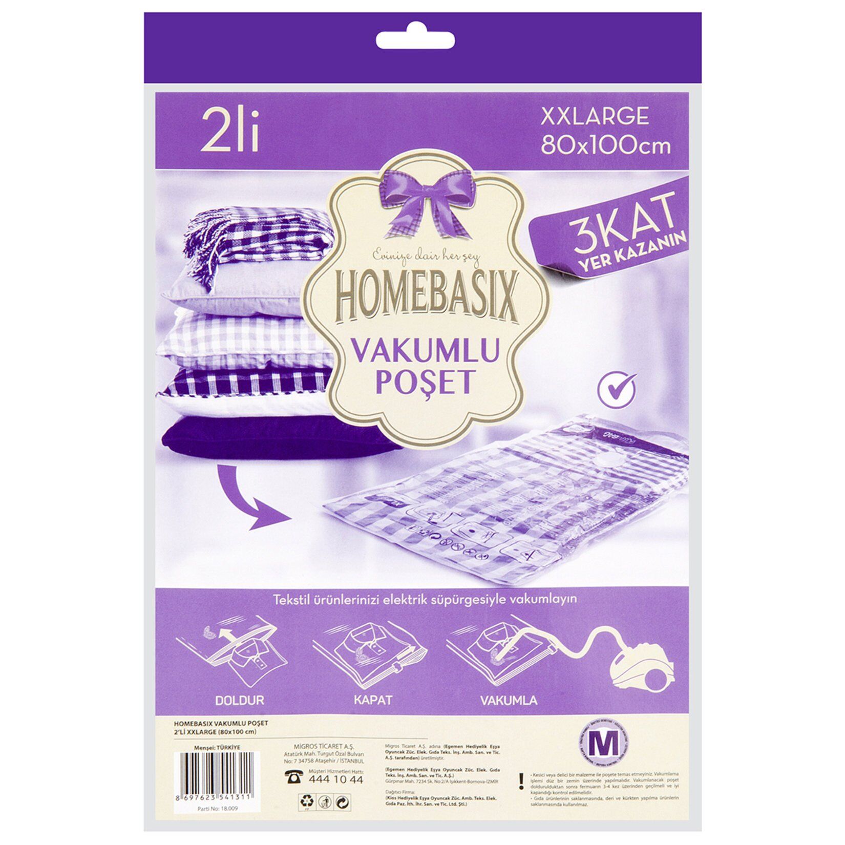 Home Basix Vakumlu Poşet 2'Li XXL