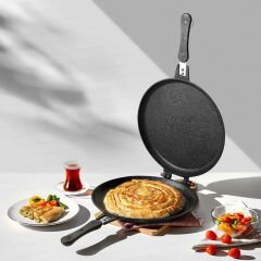 Alüminyum Döküm Balık Tavası - Siyah - 30 cm