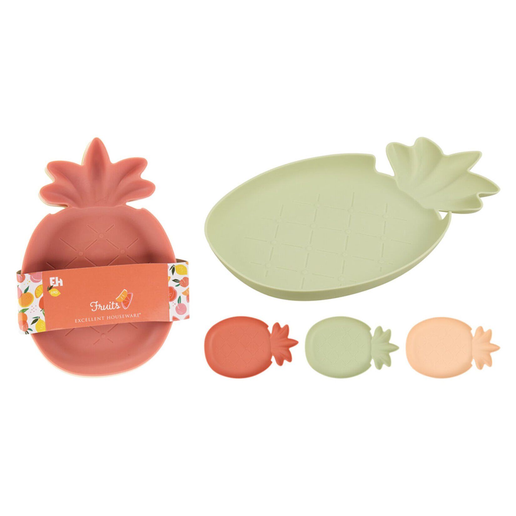 Koopman Plastik Tabak Fruit 3 Parça 24 x 15 x 2 Cm