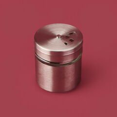 Metal Kaplı Cam Baharatlık - Gri - 5,5 cm