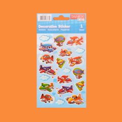 Uçak Temalı Sticker - Renkli