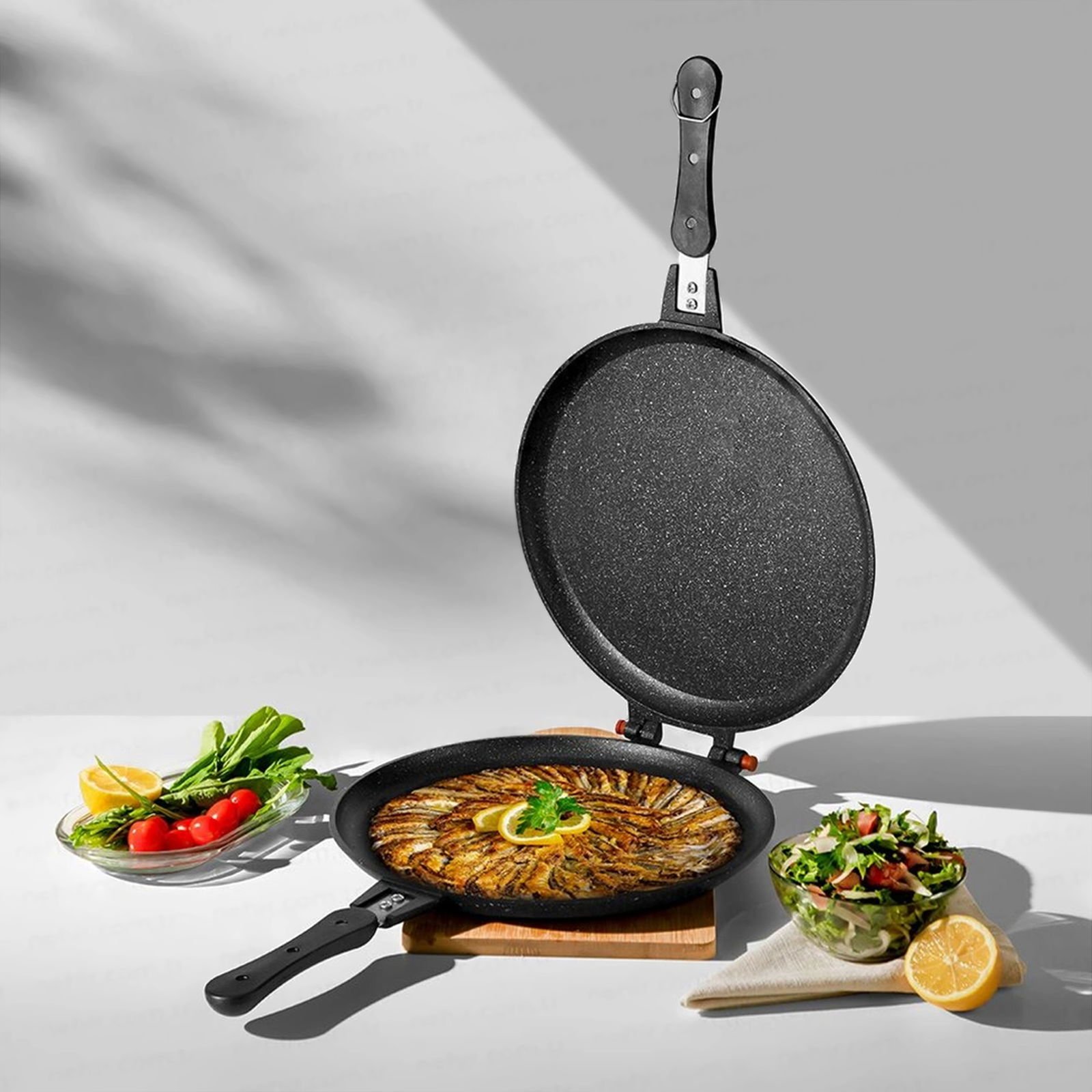 Alüminyum Döküm Balık Tavası - Siyah - 30 cm