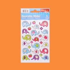 Fil Temalı Sticker - Renkli
