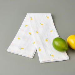 Soft Müslin Limon Desenli Kurulama Bezi - Beyaz - 40x60 cm