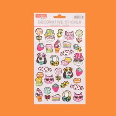 Kedi ve Köpek Temalı Sticker - Renkli
