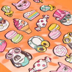 Kedi ve Köpek Temalı Sticker - Renkli