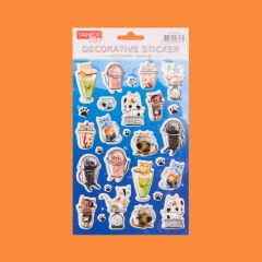 Astronot Kedi Temalı Sticker - Renkli