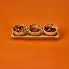 3'lü Bambu Çerezlik Seti - Kahverengi