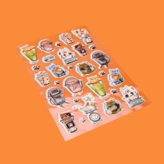 Astronot Kedi Temalı Sticker - Renkli
