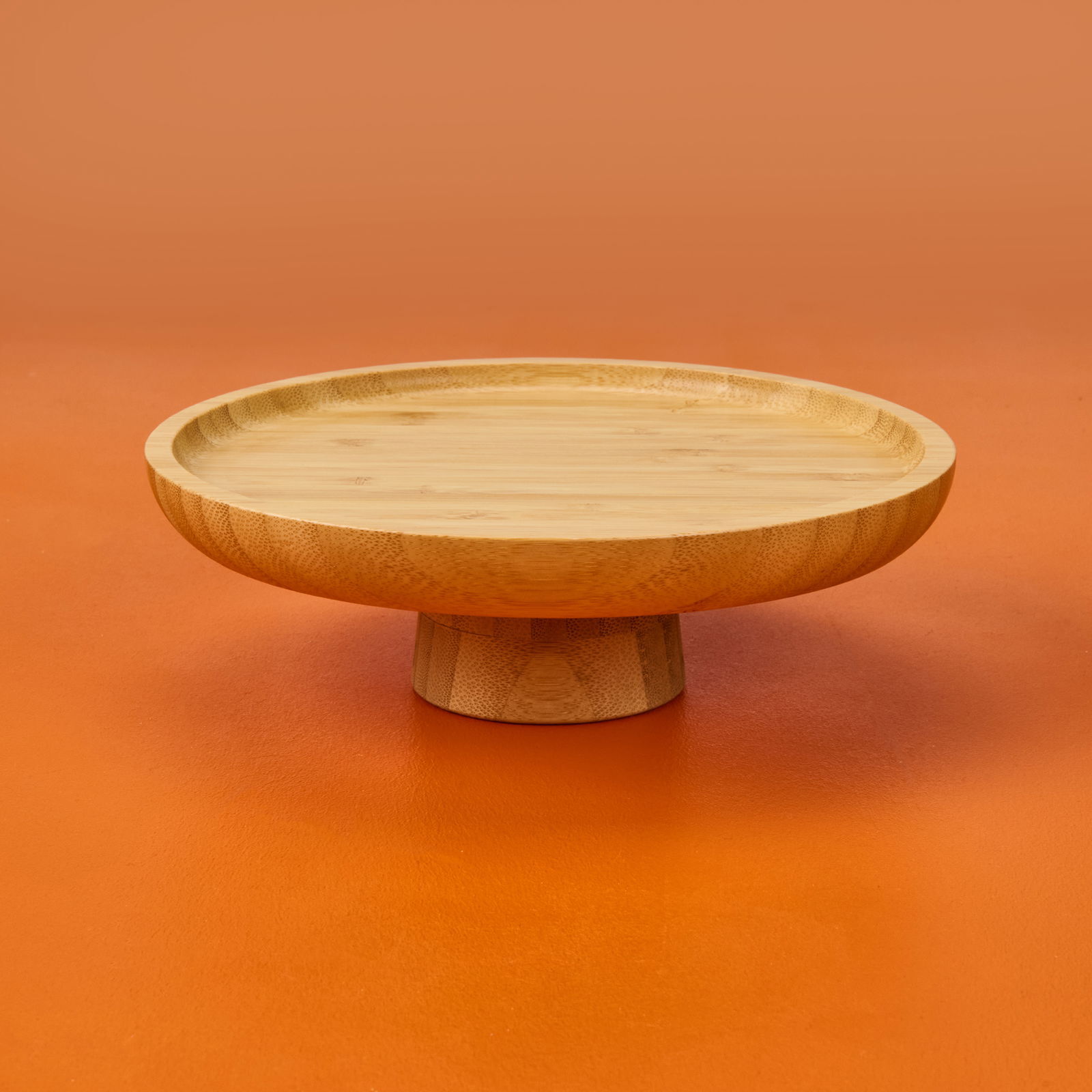 Yuvarlak Ayaklı Bambu Sunumluk - Kahverengi - 20x6 cm
