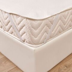 Soft Minik Kapitoneli Tek Kişilik Sıvı Geçirmez Lastikli Alez - Beyaz - 100x200 cm