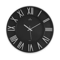Exclusive Roma Rakam Duvar Saati - Gümüş / Siyah - 43 cm