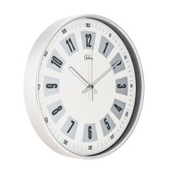 Dekoratif Beyaz Kadran Duvar Saati - Gri - 29 cm